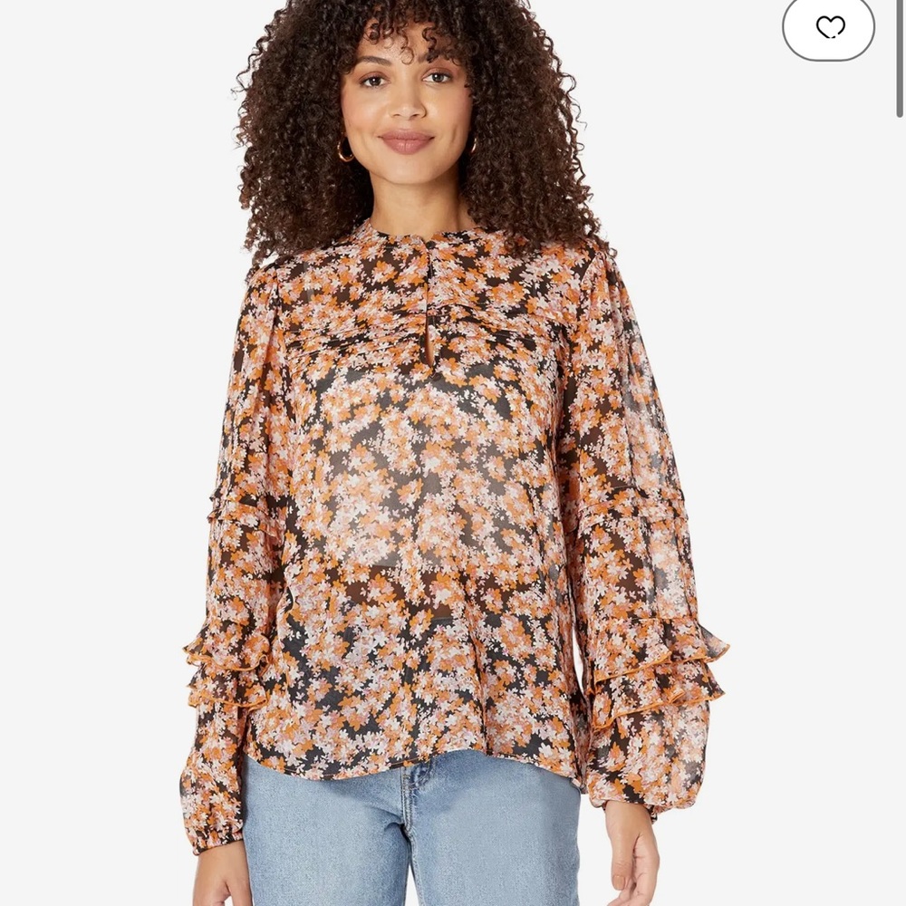 NWT Sanctuary Floral Pin Tuck Blouse sz XL - Picture 2 of 10